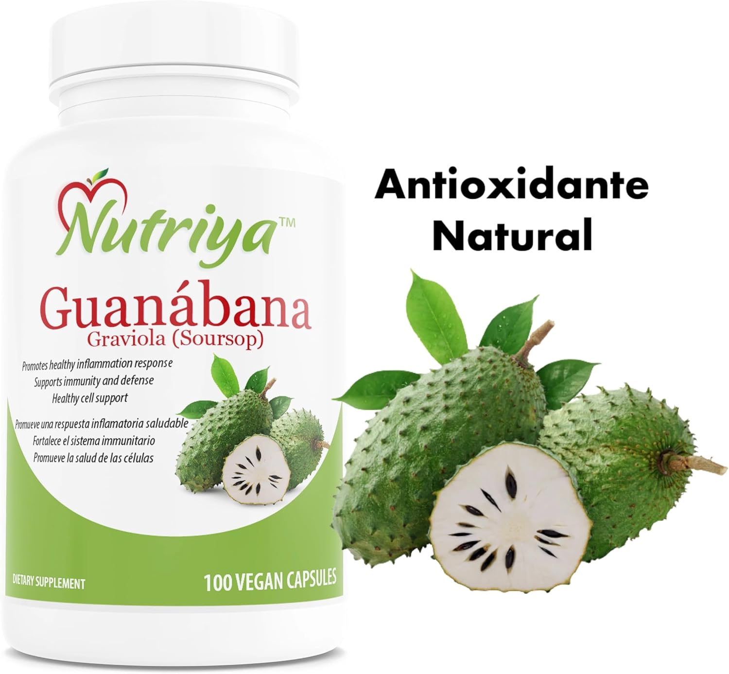 Nutriya Guanábana (Graviola-Soursop) Capsules - Antioxidant for Healthy Cells, Immune System Support - 100 Veg Caps - Espot.com.au