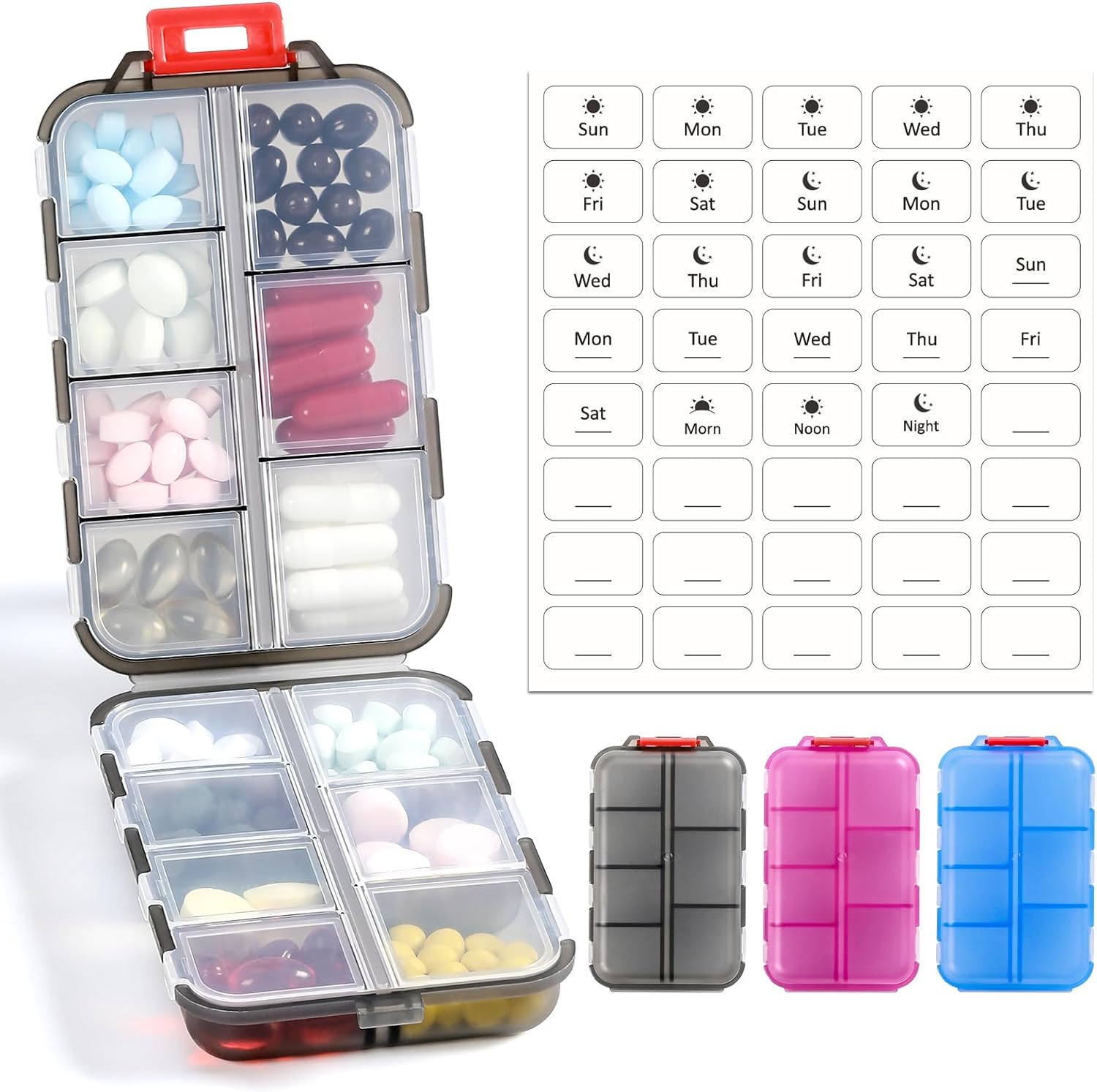 3-pack-travel-pill-organizer-box-with-labels---14-grids-medicine-case-kit---pocket-daily-pharmacy-container---medication-holder-dispenser-for-fish-oil-vitamin-supplement-storage---clear-1