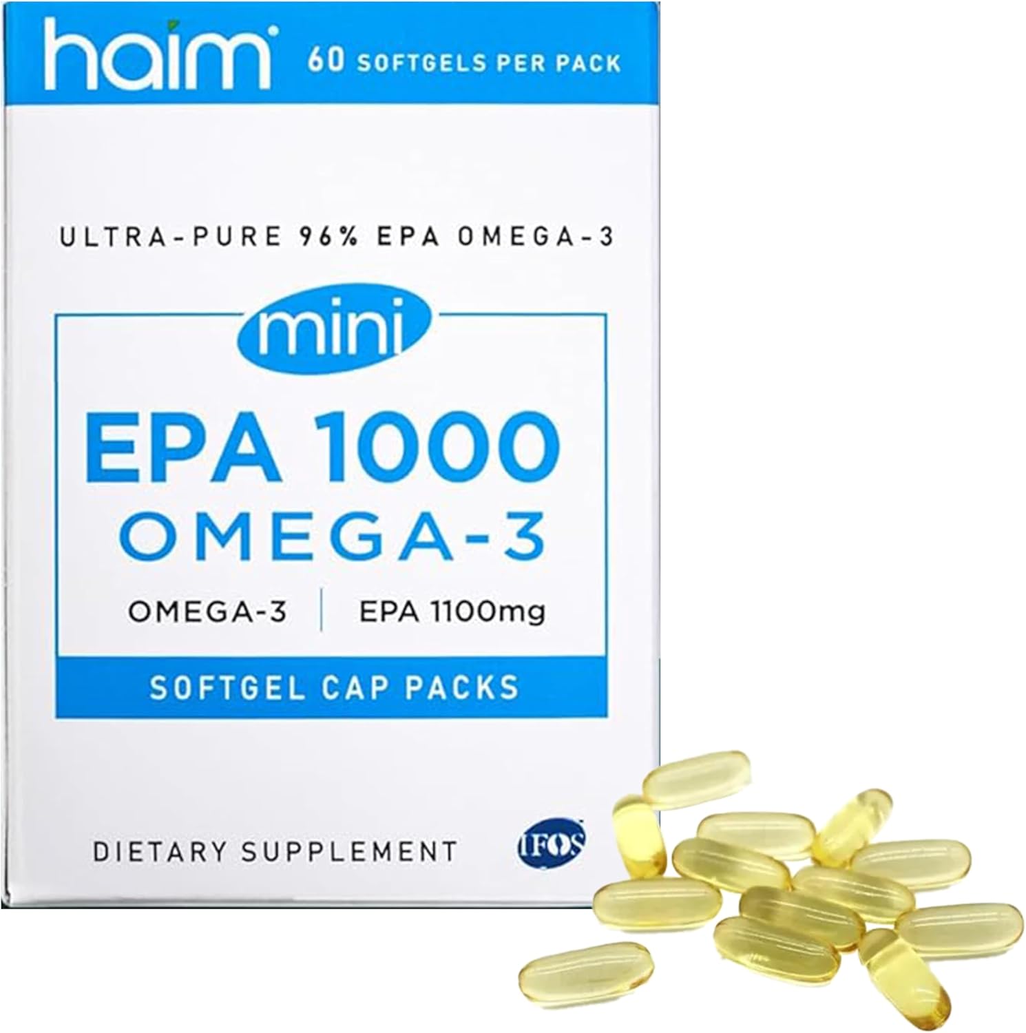 Ultra Pure EPA 1000mg Mini Softgels - Heart, Joint, & Mood Support - Burpless Fish Oil Supplement for Overall Health - 60 Mini Softgels - Espot.com.au