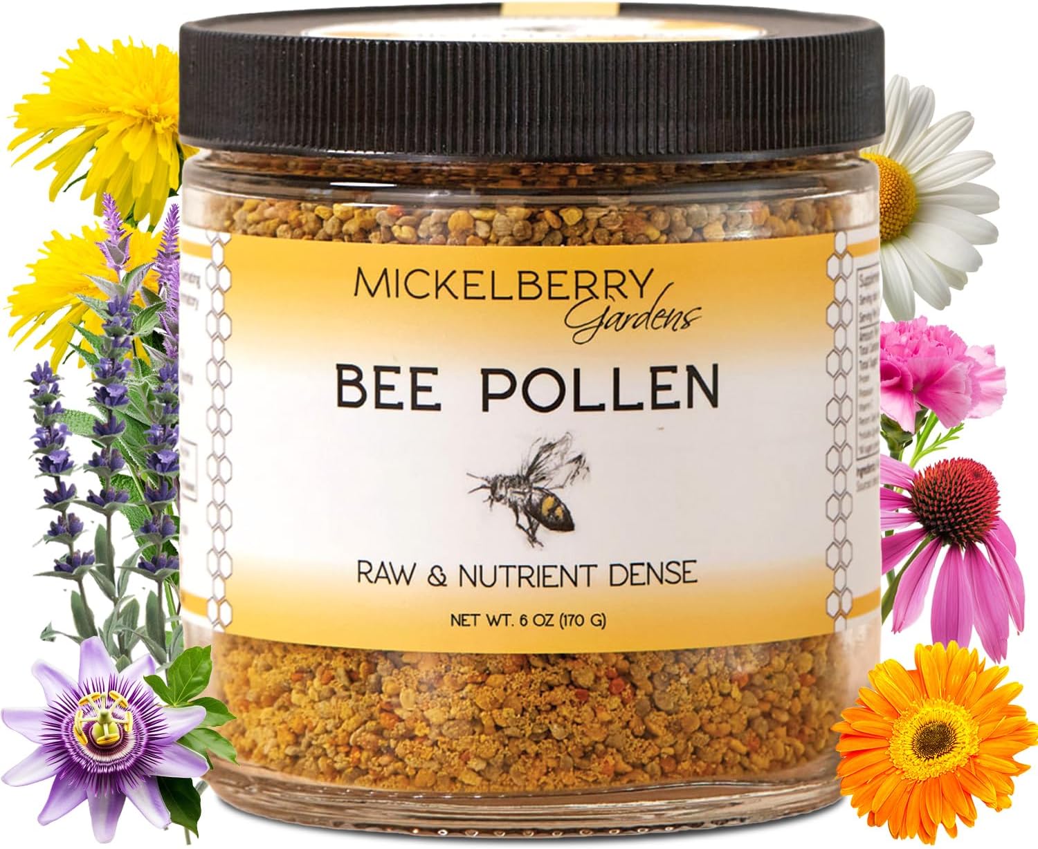 raw-bee-pollen-granules---superfood-rich-in-protein-vitamins-minerals-antioxidants---6-oz-jar---mickelberry-gardens-1