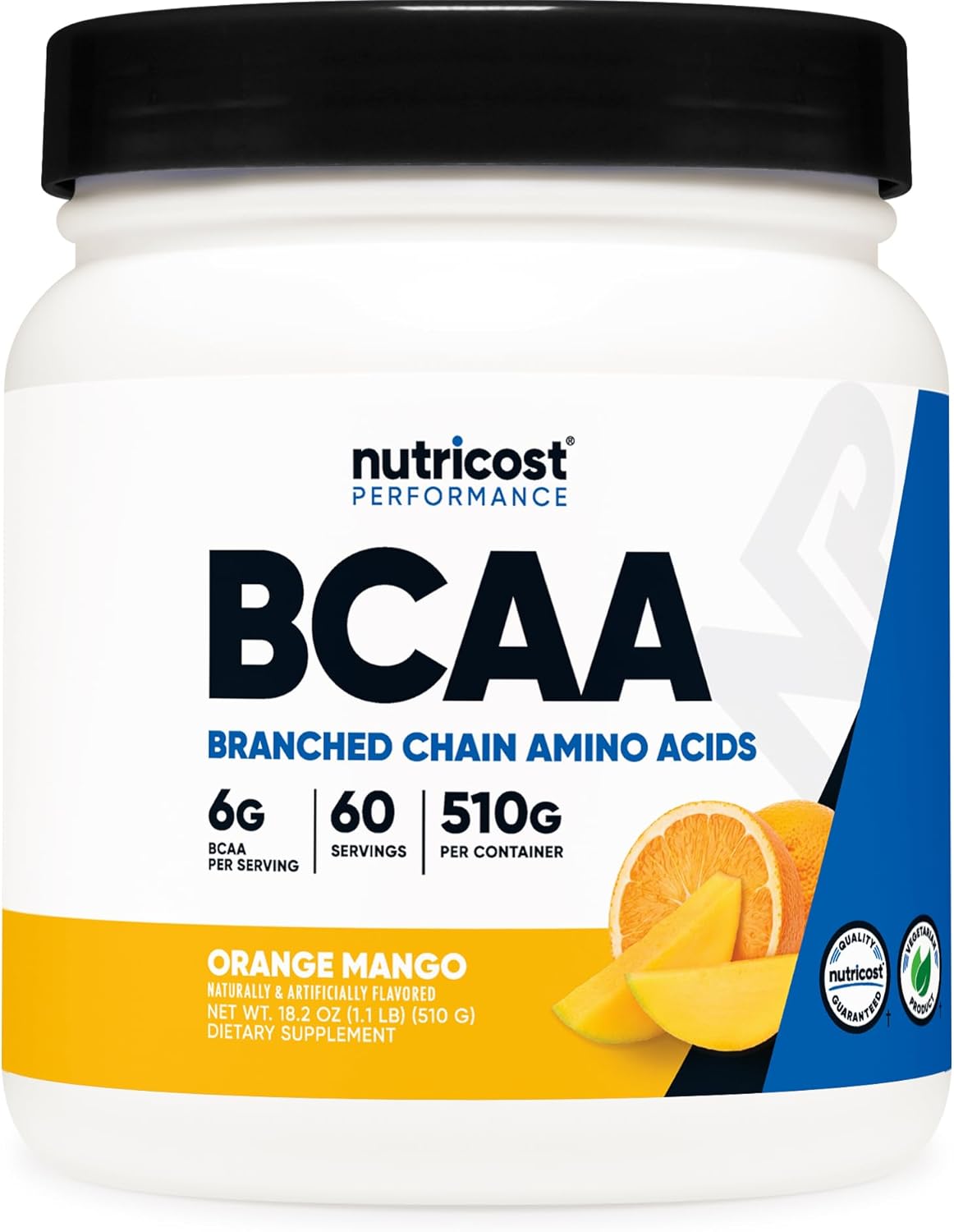 Nutricost BCAA Powder Orange Mango - 60 Servings, 2:1:1 Optimal Ratio, Gluten Free, Non-GMO, Vegetarian Formula - Espot.com.au