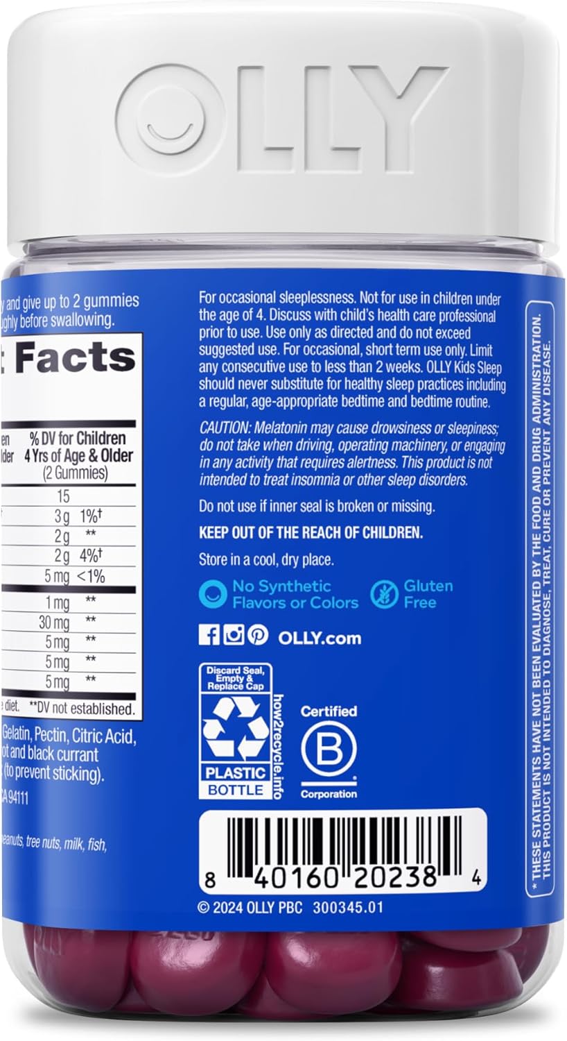 Children's Sleep Support Gummies with Melatonin, L-Theanine, Chamomile, Lemon Balm Extracts - Raspberry Flavor - 90 Count - Espot.com.au