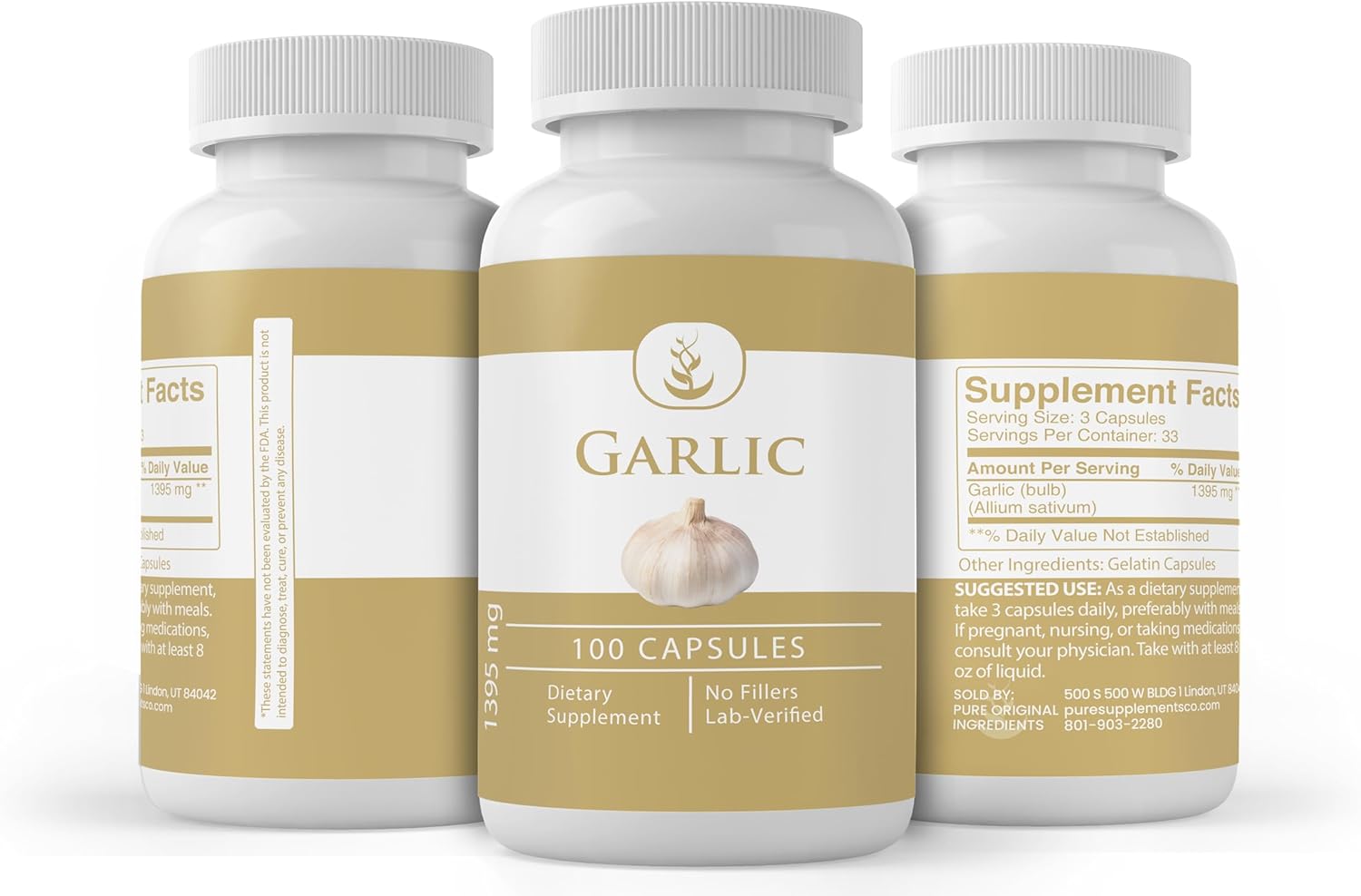 100 Garlic Capsules - Pure Ingredients, No Additives or Fillers - Lab Verified Quality - Espot.com.au