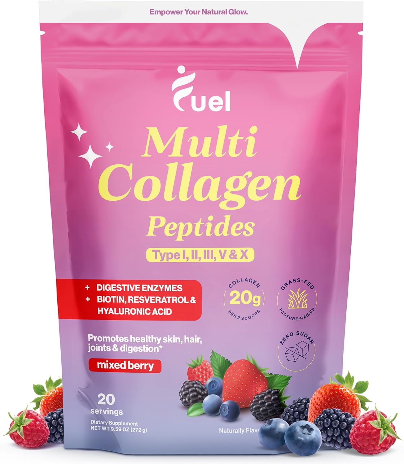 mixed-berry-french-vanilla-collagen-drink-powder-for-women---with-hyaluronic-acid-vitamin-c-tremella-biotin---supports-skin-hair-nail-health---fuel-collagen-peptides-2