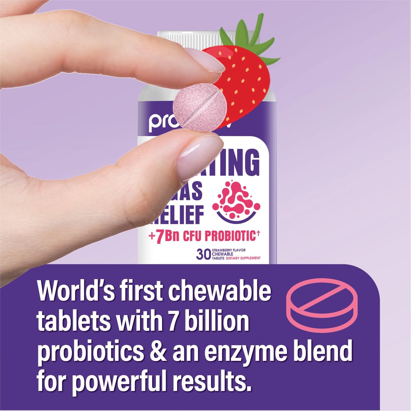 Chewable Probiotics for Gas & Bloating Relief - 7 Billion CFU Daily Digestive Enzymes for Men & Women - Supports Digestion & Gut Health - Espot.com.au