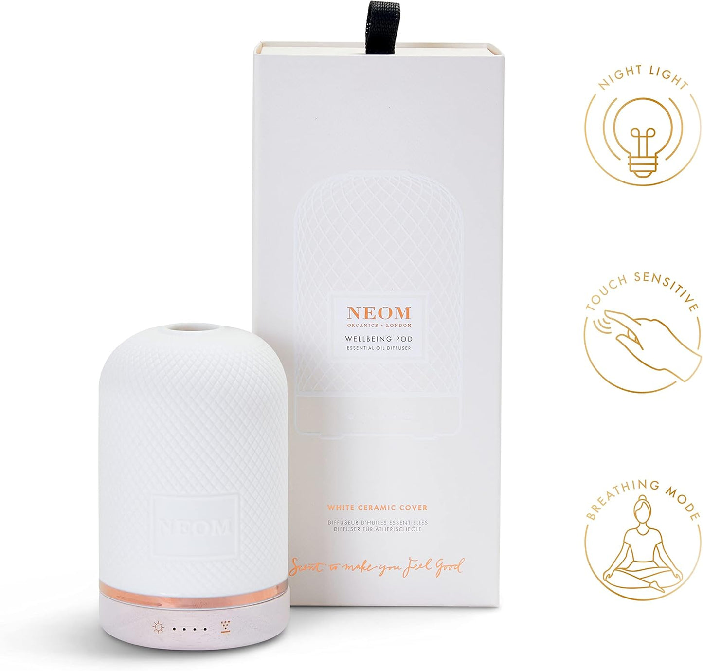 NEOM Ceramic Essential Oil Diffuser with LED Light & Timer - Best for Medium Spaces - Plug-in Aromatherapy Diffuser for Home Fragrance - Espot.com.au