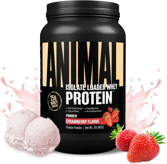 strawberry-animal-whey-isolate-protein-powder---25g-protein-low-sugar-digestive-enzymes---muscle-builder-for-men-women-pre-post-workout-recovery---2-lbs-1