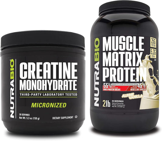 nutrabio-creatine-monohydrate-and-muscle-matrix-protein-powder-bundle-for-muscle-energy-growth-recovery-and-strength---unflavored-creatine-150-g-and-vanilla-protein-1