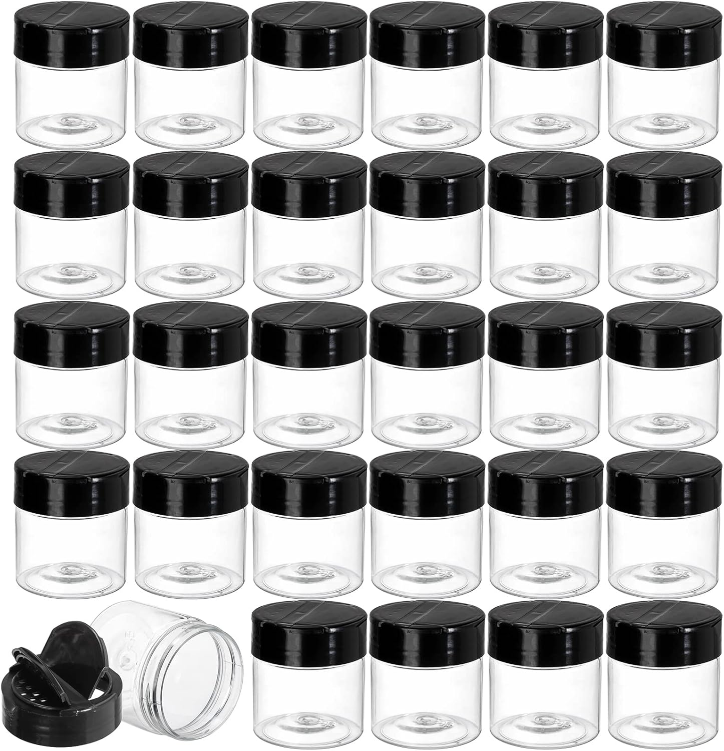 30-pack-clear-plastic-jars-4-oz-with-black-flip-cap-for-pouring-or-shaking---round-food-safe-storage-containers-for-spices-powders-cosmetics-crafts-1