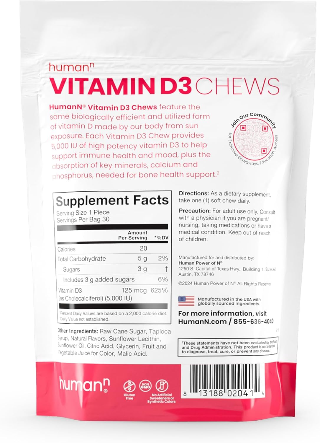 High Potency Vitamin D3 Chews 5000iu for Healthy Mood, Immunity, Respiratory & Bone Health - Mixed Berry Flavor, 30-Count - Espot.com.au