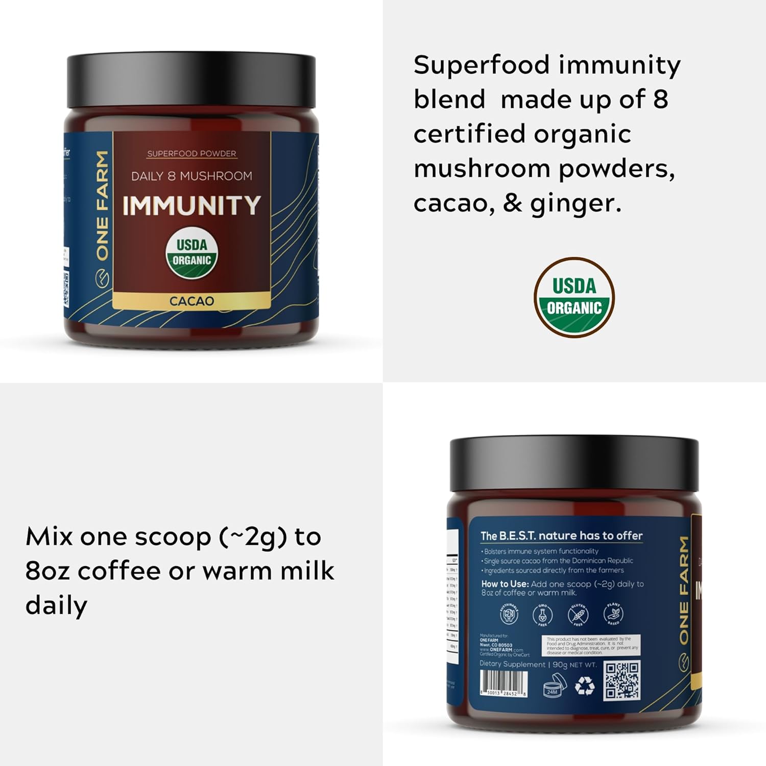 waayb-organic-8-mushroom-immunity-powder---non-gmo-vegan-supplement---turkey-tail-chaga-cordyceps-shiitake-reishi-maitake-lions-mane-mesima---resealable-glass-jar-3