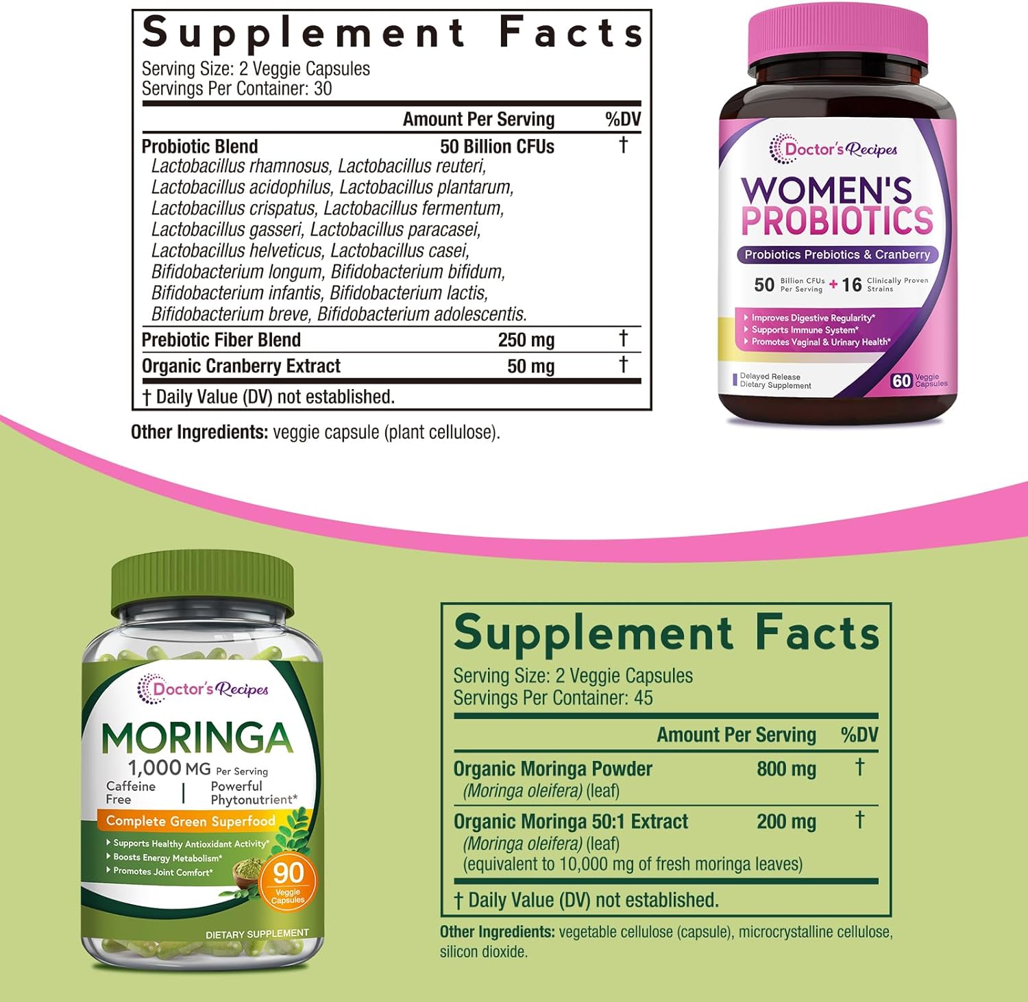 organic-womens-probiotic-moringa-bundle-for-gut-and-womens-health---doctors-recipes-natural-antioxidant-support-gluten-free-pro-60-capsules-moringa-90-capsules-2
