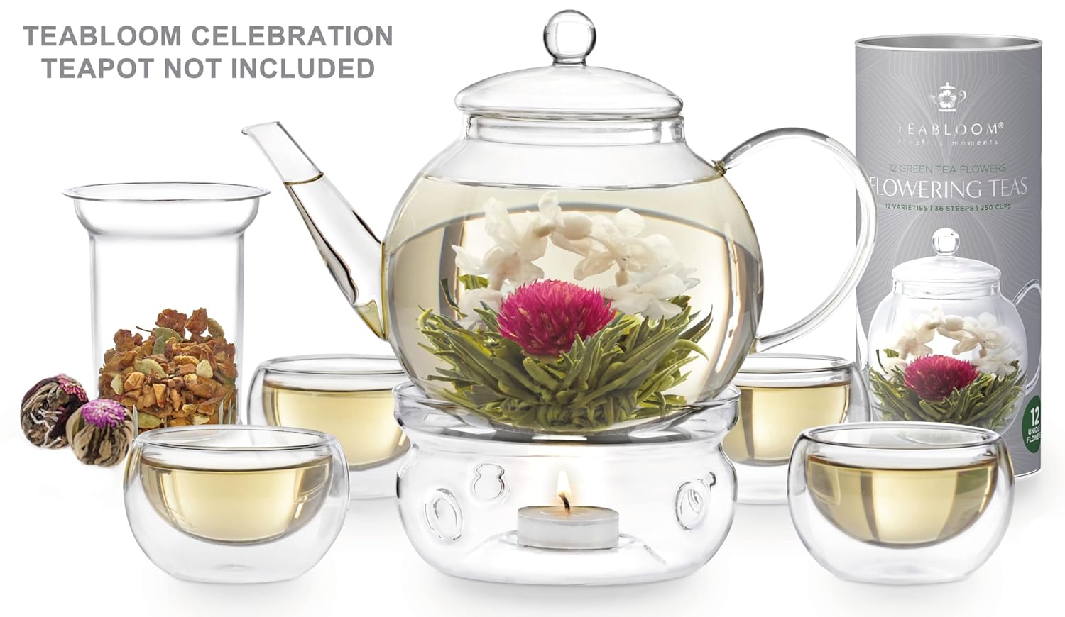 teabloom-flowering-tea-gift-set---12-varieties-of-blooming-tea-flowers-in-a-canister---hand-tied-green-tea-leaves-with-edible-flowers---12-pack-3