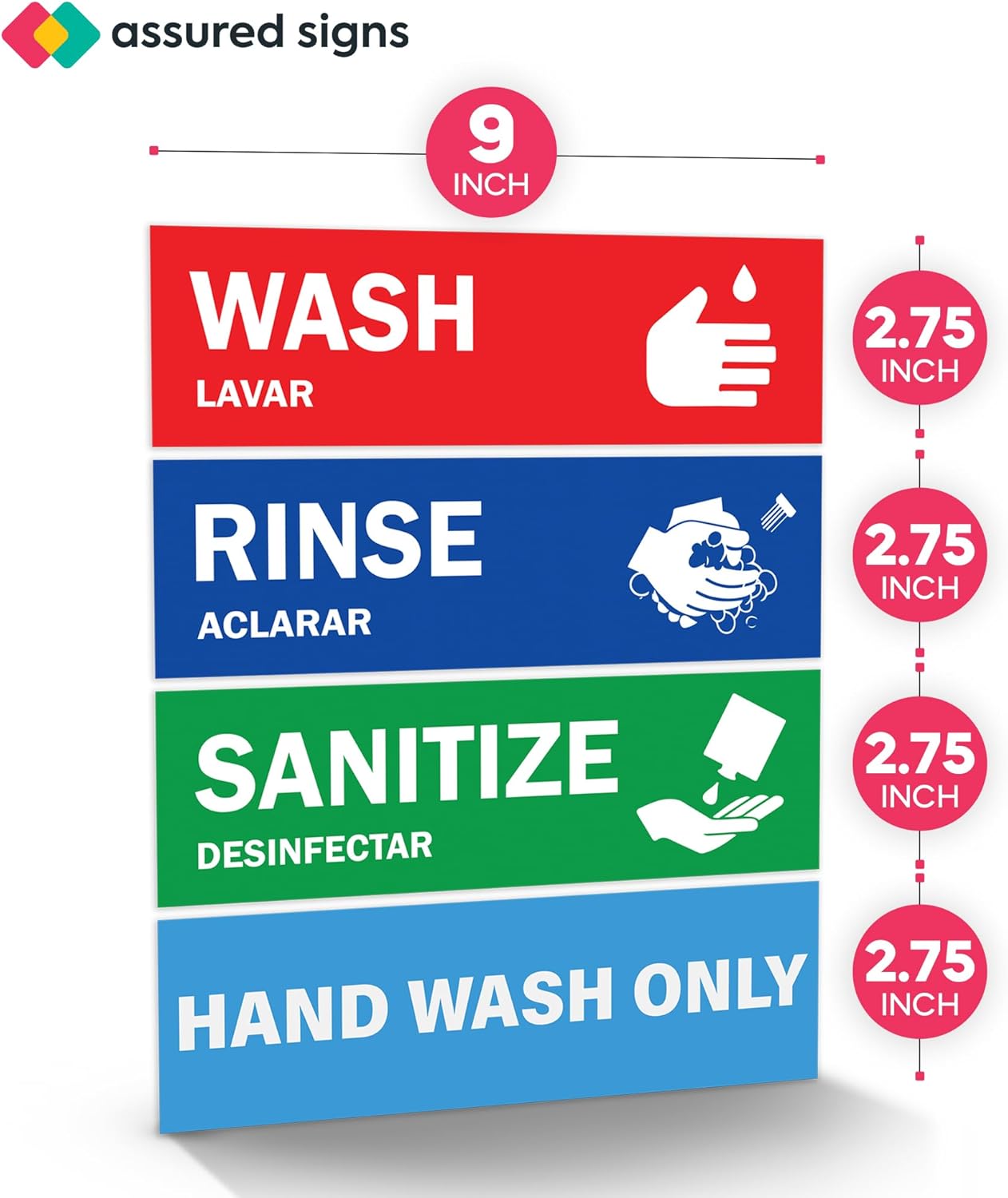 commercial-kitchen-sink-labels-set---wash-rinse-sanitize-hand-wash-only-sign---275-x-9---ideal-for-3-compartment-sink---restaurant-food-truck-wash-station-2