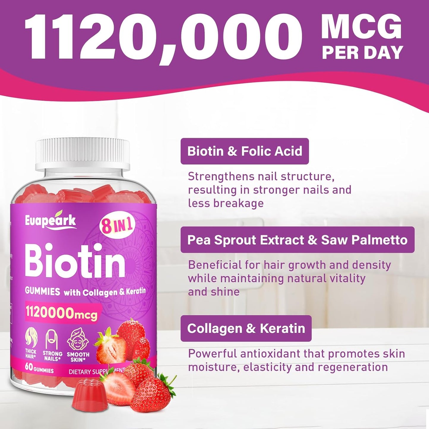 womens-hair-growth-biotin-gummies---max-strength-20000-mcg-organic-8-in-1-formula-with-collagen-keratin-folic-acid-vitamins---hair-skin-and-nails-supplement-sugar-free---120-count-4