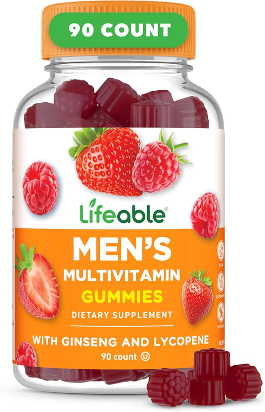 Men's Multivitamin Gummies with Vitamins A, C, D, E, B-Complex, Zinc, and Ginseng | 90 Count - Espot.com.au