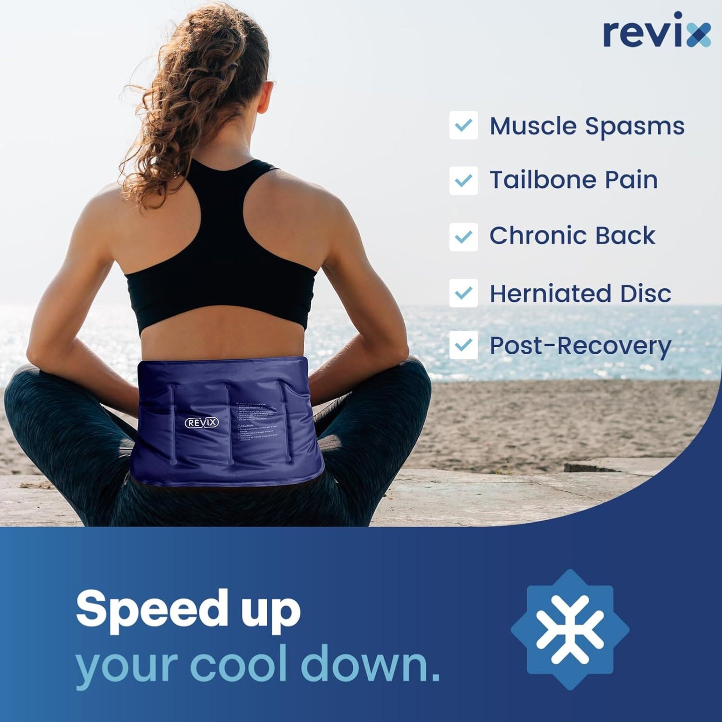 REVIX Reusable Gel Ice Pack for Injuries - Cold Packs for Lower Back, Shoulder, Elbow, Hip, Leg, Knee - Soft Cold Compress Wrap - 16 x 9 Inches Navy Blue - Espot.com.au