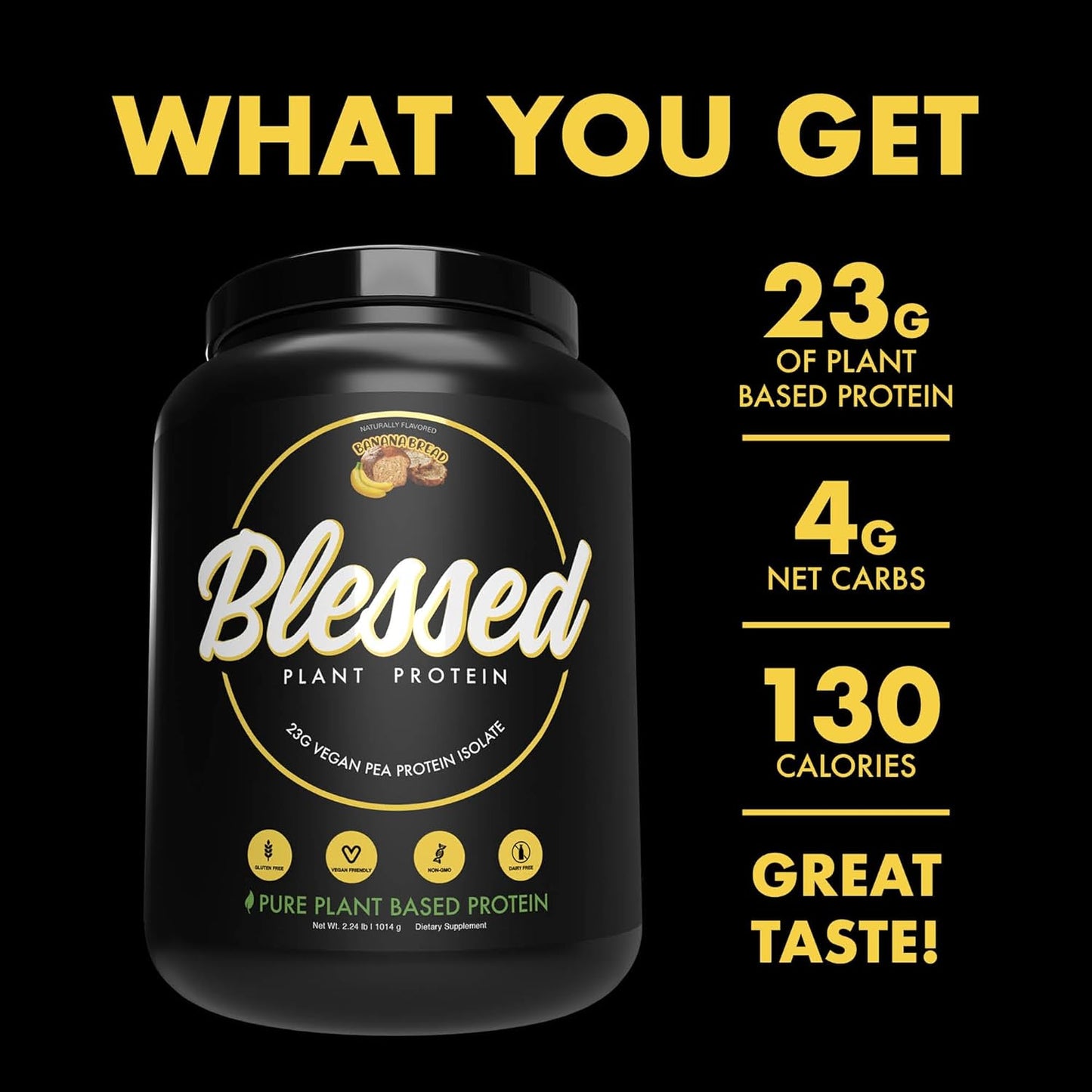 organic-vegan-protein-powder---plant-based-meal-replacement-shake-23g-pea-protein-dairyglutensoy-free-no-added-sugar---30-servings-banana-bread-4