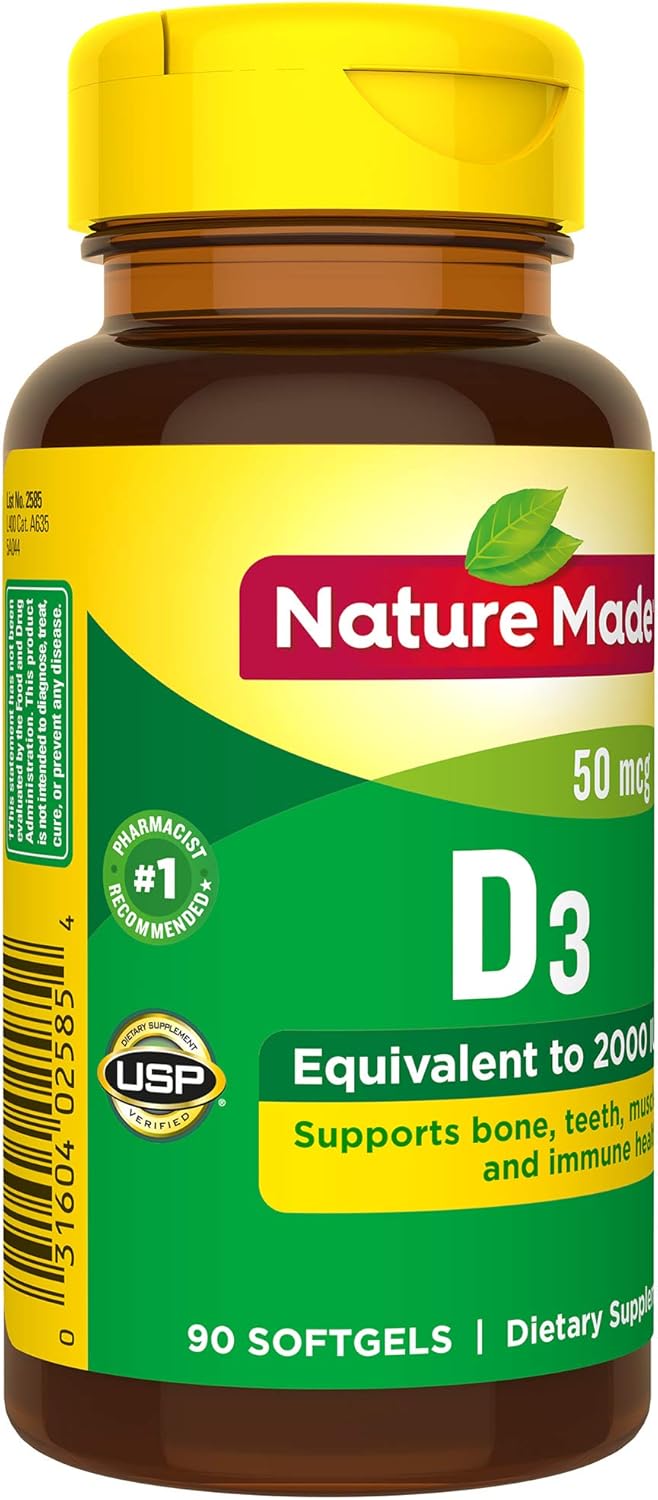Vitamin D3 2000 IU Softgels for Bone, Teeth, Muscle & Immune Health - 90 Day Supply - Espot.com.au