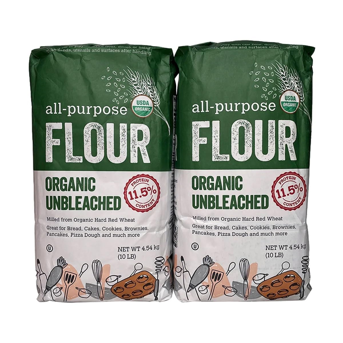 Bulk Pack of 2- 10lb Kirkland Signature Organic Unbleached All Purpose Flour for Baking - Espot.com.au