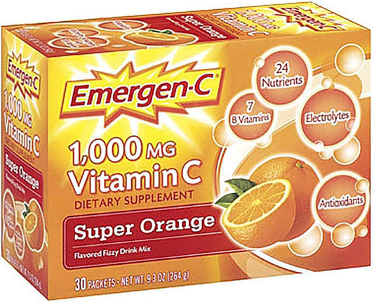 Emergen-C Vitamin C Fizzy Drink Mix Super Orange 1000mg - 30 Packets - Espot.com.au
