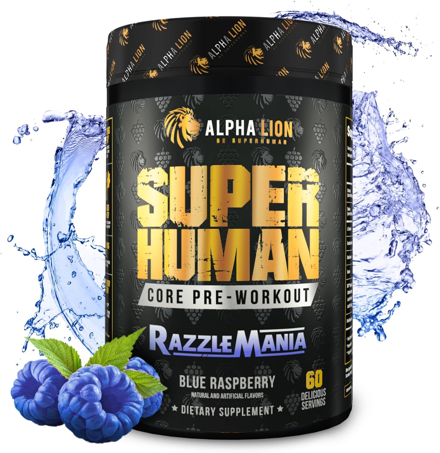 Alpha Lion Core Pre Workout Supplement - Creatine, Beta Alanine, L-Citrulline, Tri-Source Caffeine for Performance & Energy - 60 Servings, Razzle Mania Flavor - Espot.com.au