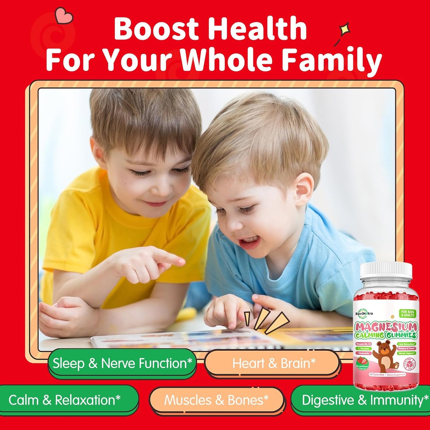 sugar-free-magnesium-gummies-for-kids-adults---calming-supplement-with-magnesium-glycinate-l-theanine-vitamin-b6-d3-for-sleep-relaxation-brain-bones-support---strawberry-flavor---60-count-3