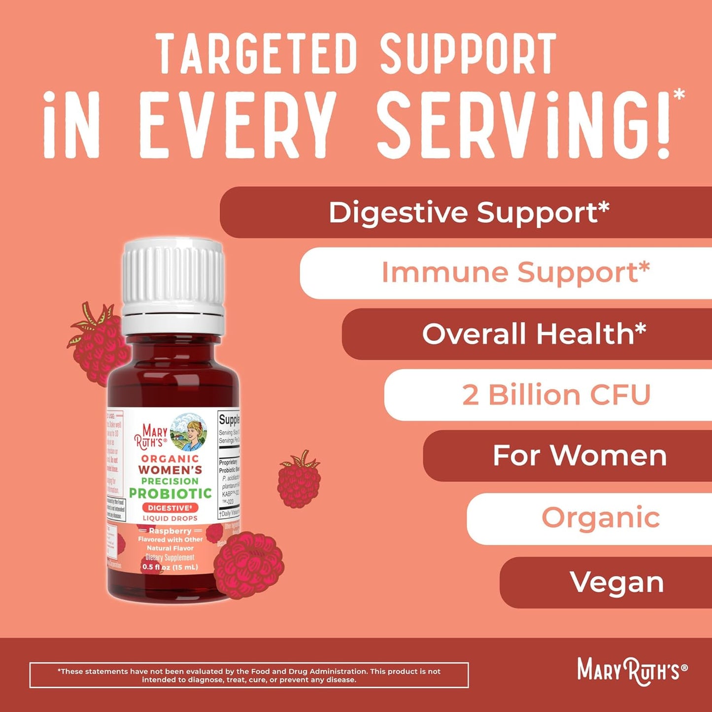 Organic Precision Probiotic & Elderberry Drops for Women - Raspberry & Blueberry | USDA Certified | Supports Gut Health, Immunity, Wellness | Vegan & Non-GMO - Espot.com.au