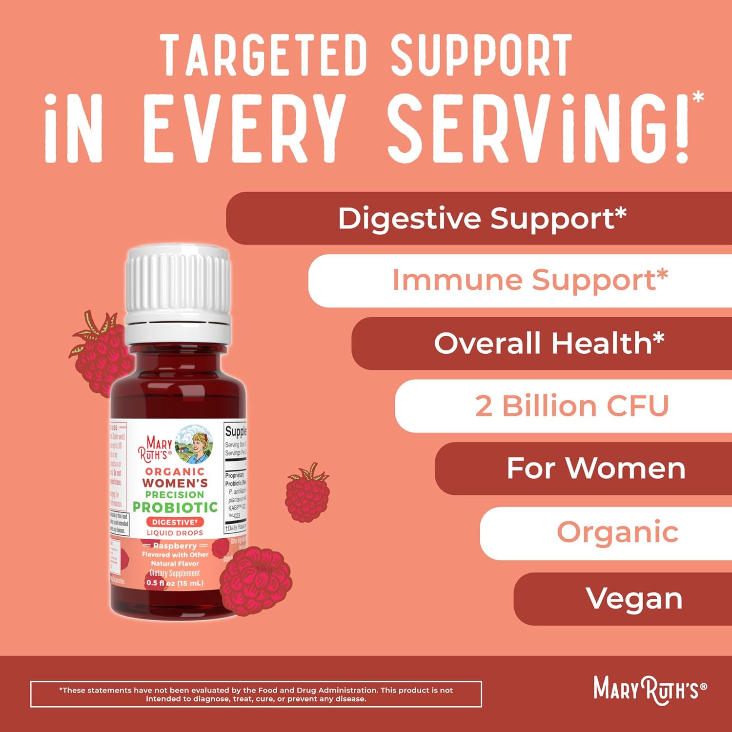 Organic Precision Probiotic & Elderberry Drops for Women - Raspberry & Blueberry | USDA Certified | Supports Gut Health, Immunity, Wellness | Vegan & Non-GMO - Espot.com.au