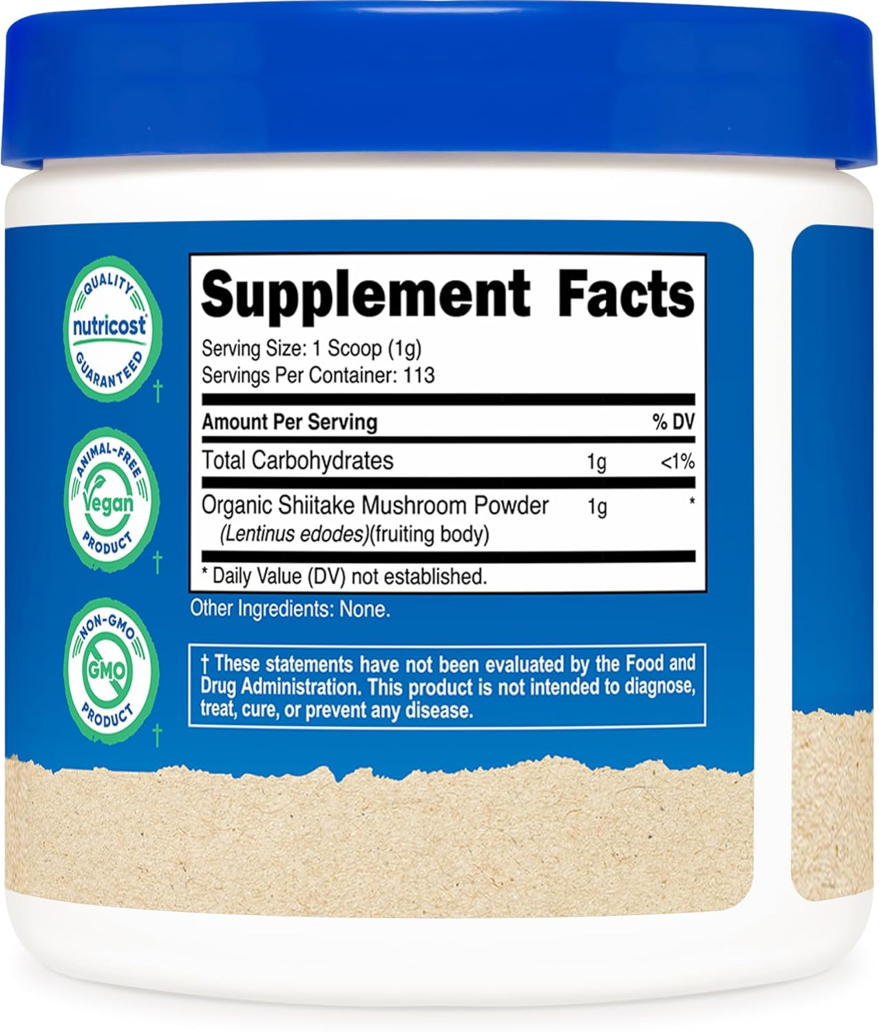 Organic Shiitake Mushroom Powder 4 oz - Gluten Free & Non-GMO by Nutricost - Espot.com.au