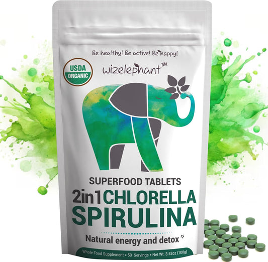 Organic Spirulina Chlorella Tablets - 400 Count - Immune Support & Energy Boost - Broken Cell Wall Algae Supplement - Organic Chlorophyll - Espirulina - Espot.com.au