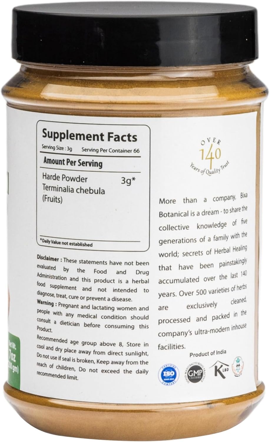 haritaki-powder-200g---terminalia-chebula-for-natural-bowel-cleansing---ayurvedic-herbal-supplement---gluten-free-non-gmo-vegan---100-pure---bixa-botanical-2