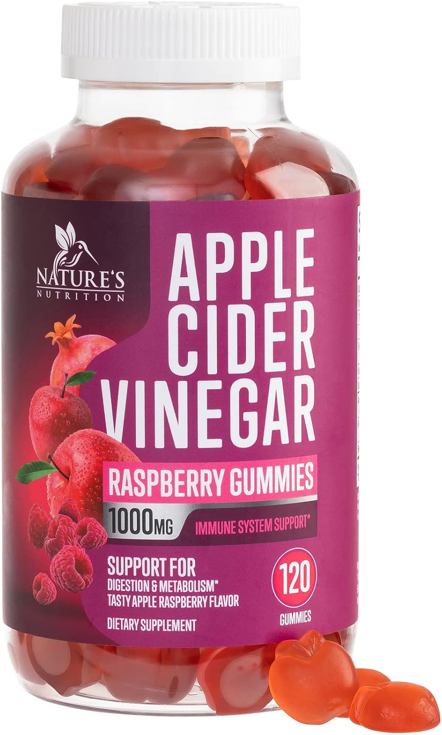 apple-cider-vinegar-gummies-1000mg-with-b12-for-detox-immune-health---natural-apple-raspberry-flavor---gluten-free-vegan---120-gummies-1