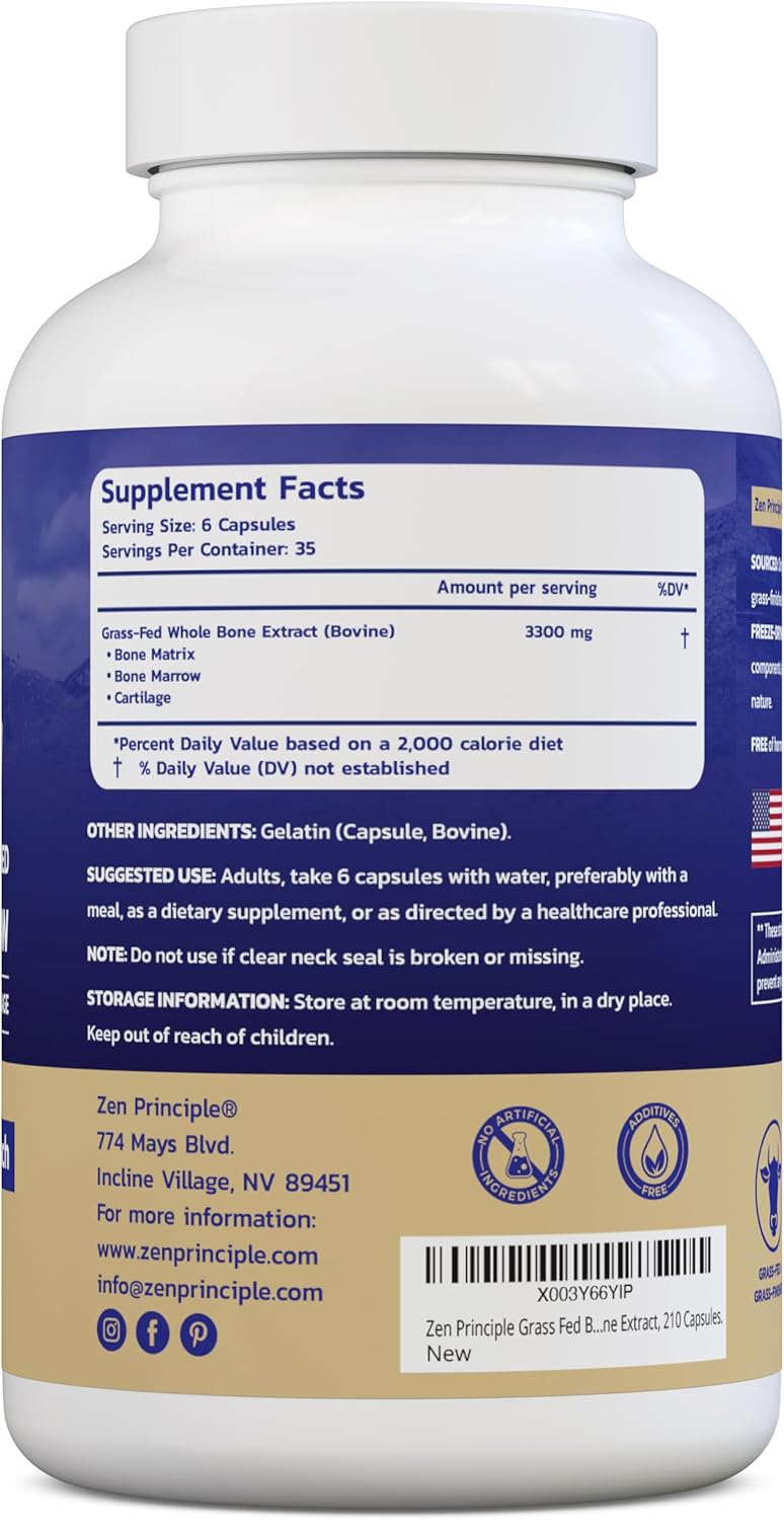 zen-principle-grass-fed-beef-bone-marrow-supplement---3300mg-210-capsules---supports-skin-oral-health-joint-health-overall-wellness---whole-bone-extract-for-whole-body-benefits-2