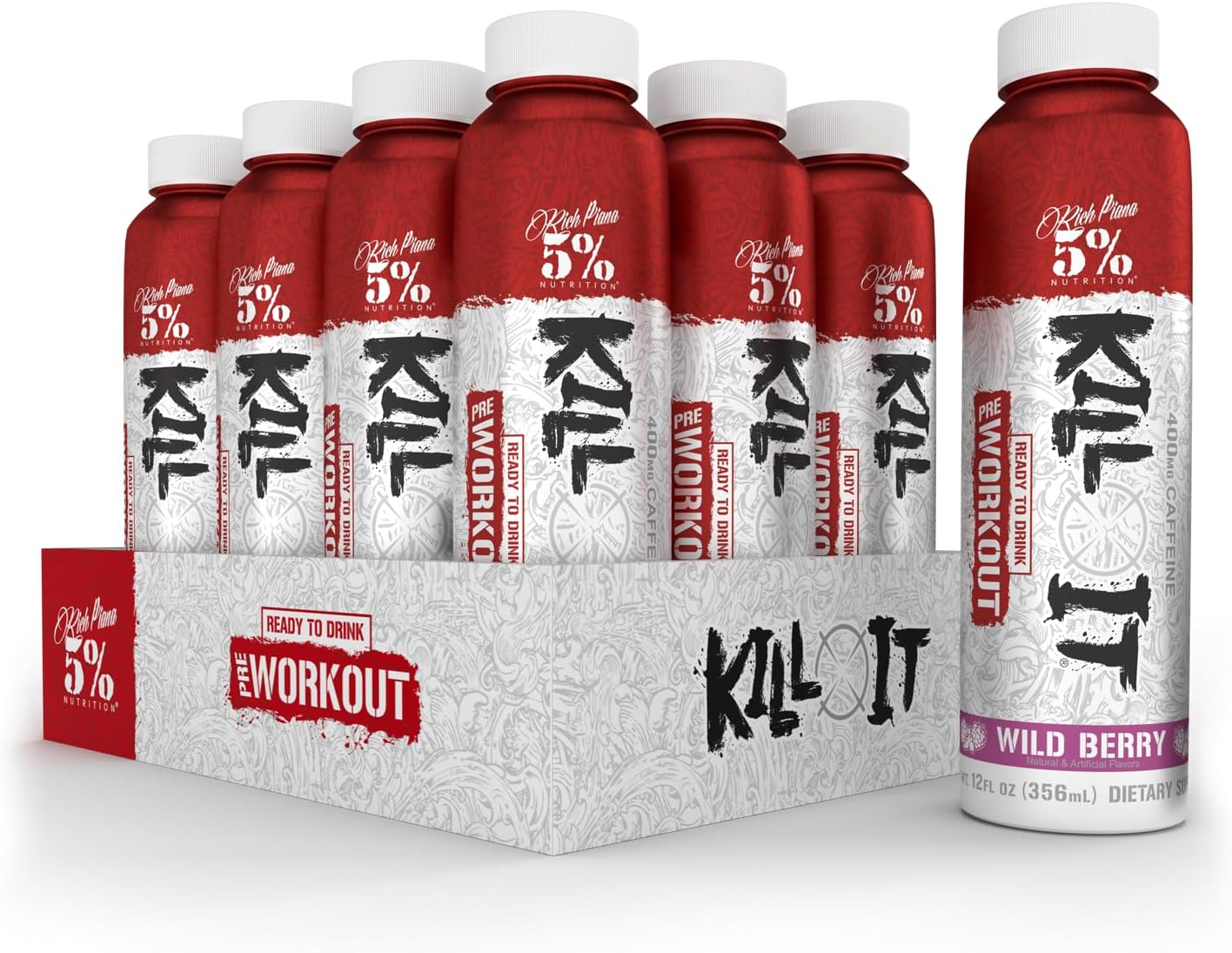 5-nutrition-kill-it-high-stim-pre-workout-drink---400mg-caffeine-energy-boost---extreme-pump-endurance-focus-hydration---citrulline-beta-alanine-taurine---12-pack-wild-berry-1