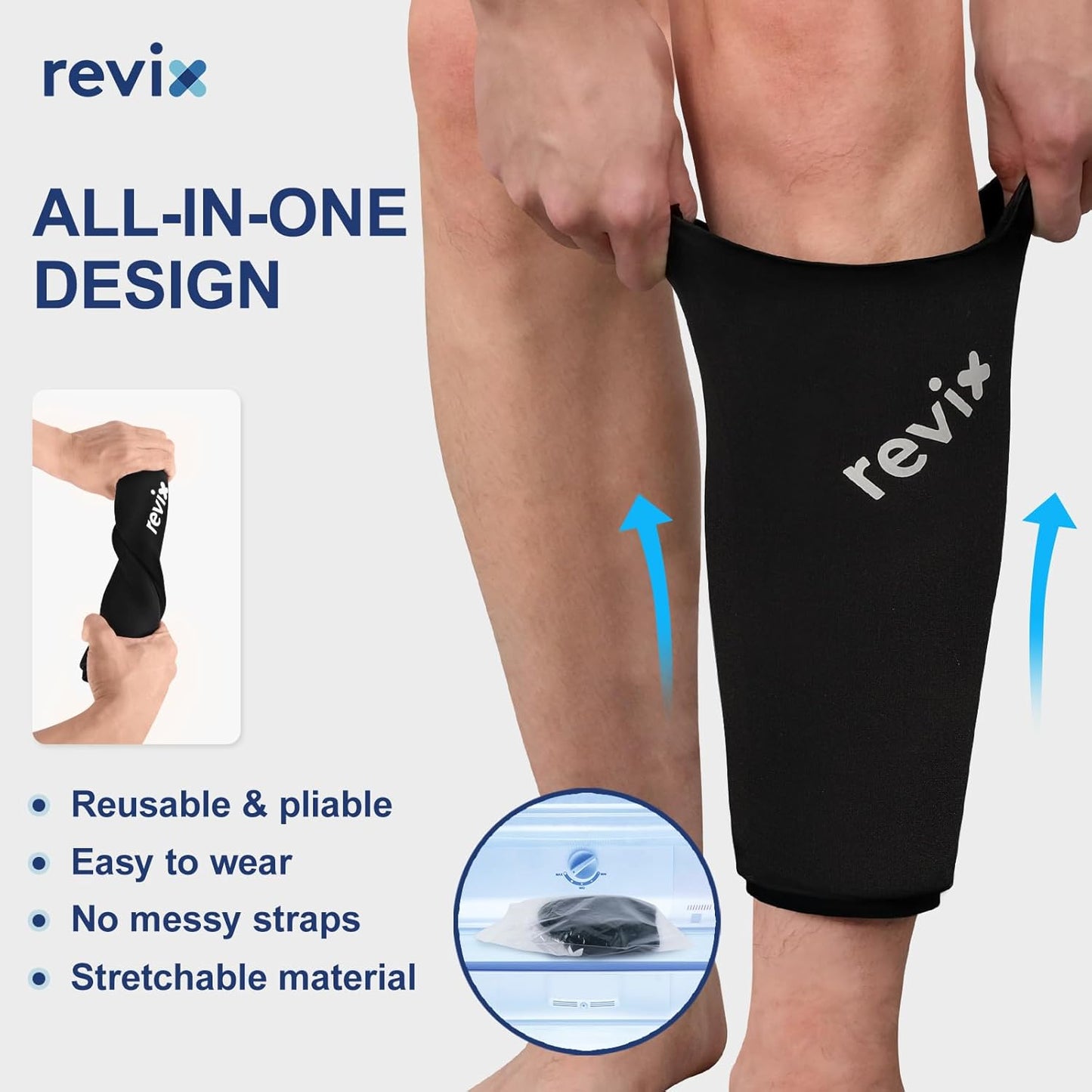 XL Shin Ice Pack Sleeve - Reusable Cold Compression for Knee, Arm, Elbow, Lower Leg - Soft Gel for Post-Workout Recovery - 360° Coverage - Espot.com.au