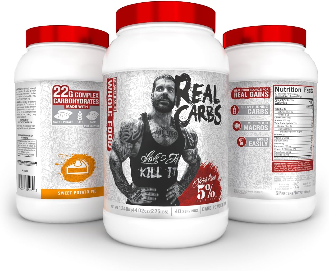 5% Nutrition Real Carbs: Long-Lasting Low Glycemic Energy for Workout Recovery, 2.75 lb, 40 Servings (Sweet Potato) - Espot.com.au