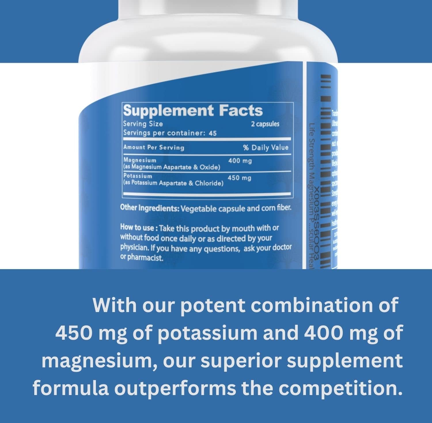 90 Capsules LifeStrength Magnesium Potassium Complex Supplement for Vascular Health & Leg Cramp Relief with High Absorption Formula - Espot.com.au