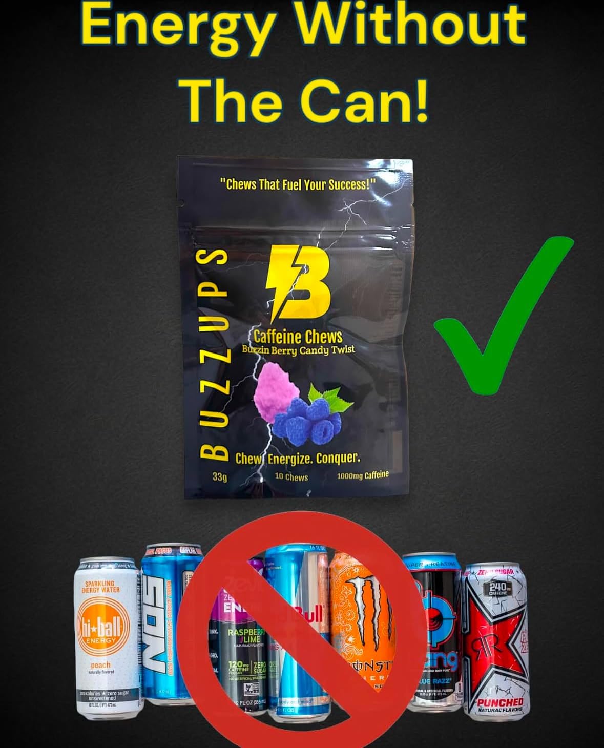 buzzin-berry-flavored-caffeine-gummies---100mg-per-gummy---energy-boost-for-sports-gaming-running-cycling---focus-and-endurance-supplement---10-gummies-1-pack-7