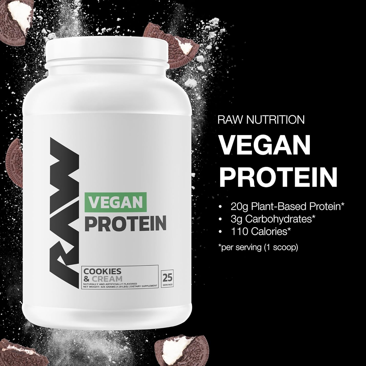 cookies-n-cream-raw-vegan-protein-powder---20g-plant-based-protein-with-vitamins-for-muscle-growth---low-fat-low-carb-naturally-flavored---25-servings-2