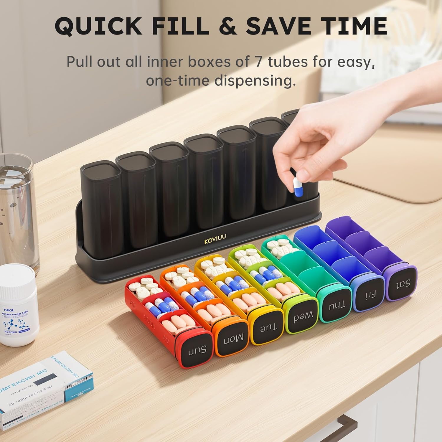 koviuu-weekly-pill-organizer-set---twice-daily-three-times-daily---translucent-black-and-black-color-options-5