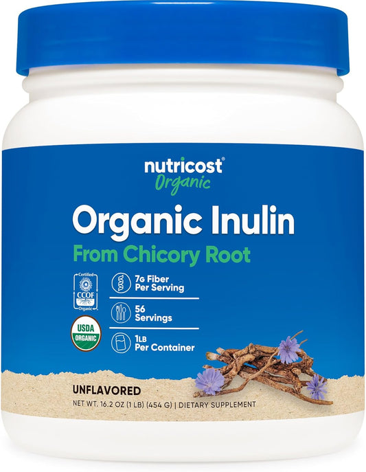 Organic Inulin Powder 1LB - 454g (7g Fiber Per Serving) - Chicory Root - USDA Certified Organic - Espot.com.au