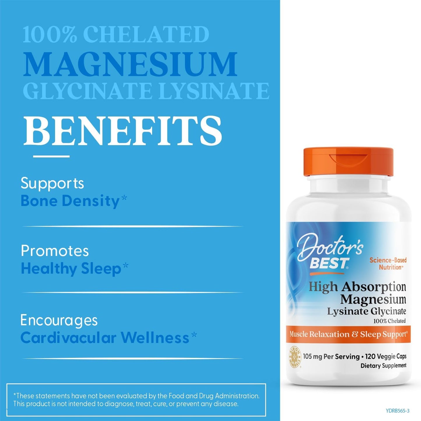 High Absorption Magnesium Lysinate Glycinate Capsules by Doctor's Best - 120 Count, Easy-to-Swallow Formula - Espot.com.au