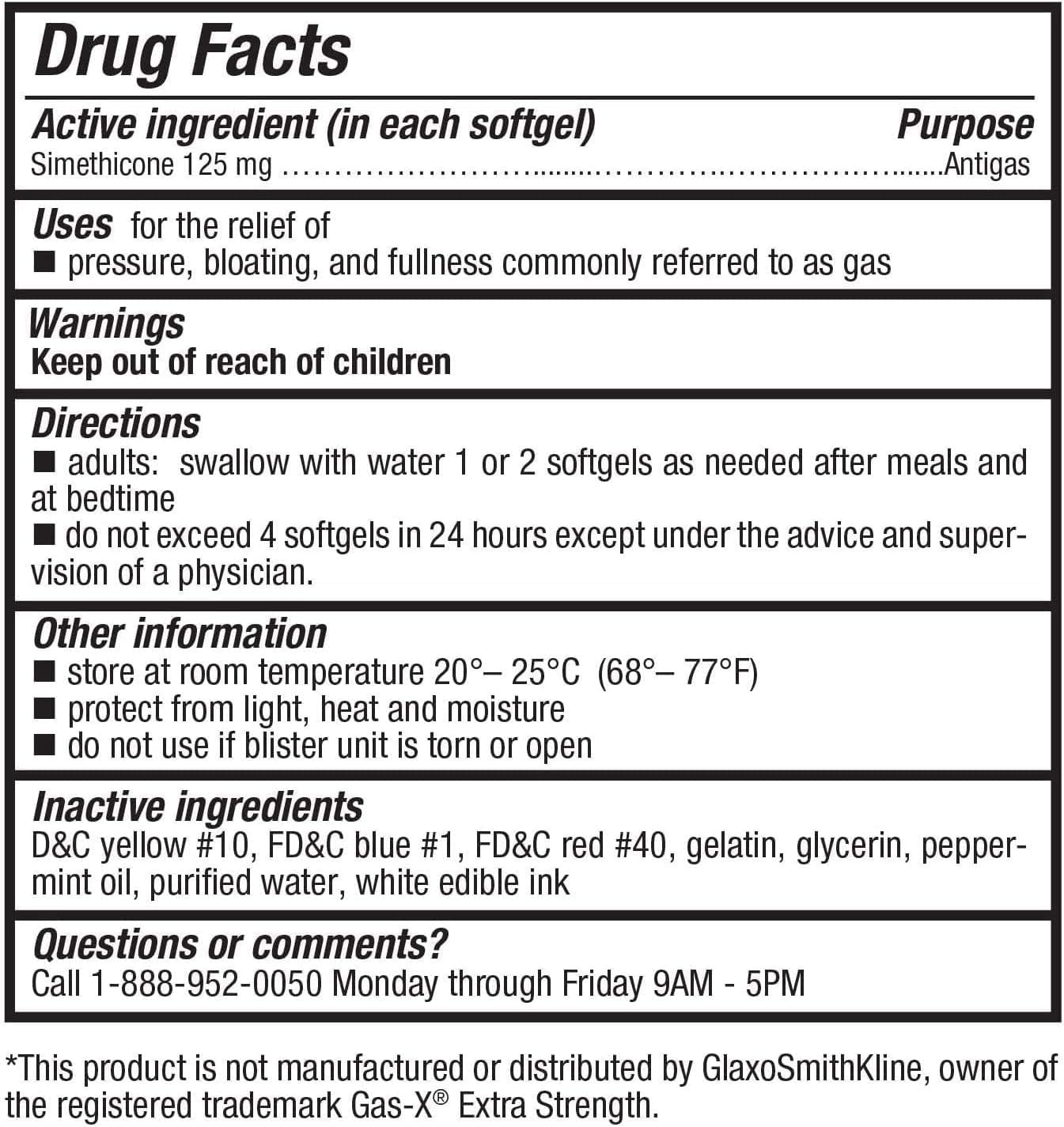 Gas Relief Simethicone 125mg Tablets for Stomach Discomfort and Bloating - Fast Acting Anti Flatulence Formula - 72 Count Pack by HealthA2Z - Espot.com.au