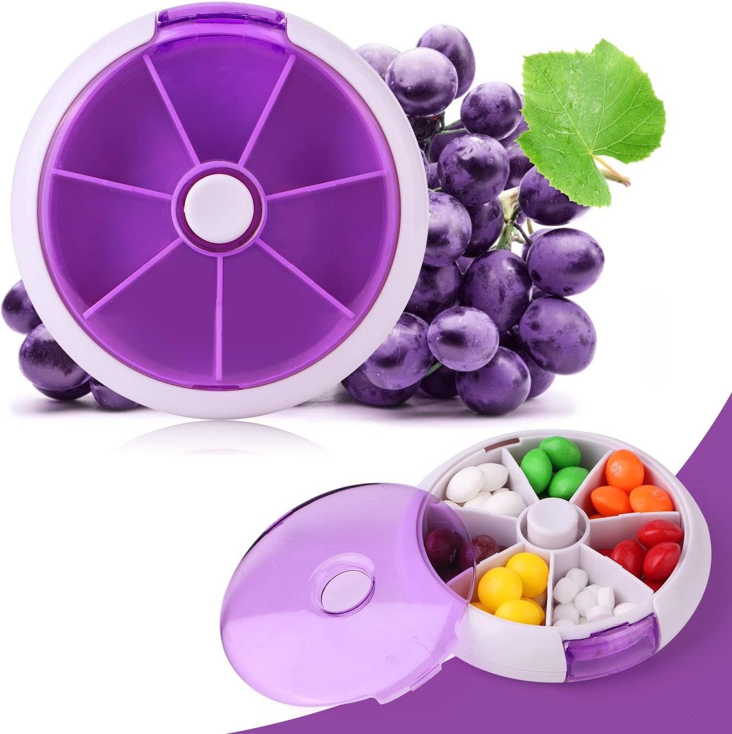 purple-cute-fruit-style-mini-pill-storage-box---portable-7-day-weekly-circular-shape-rotary-case-3