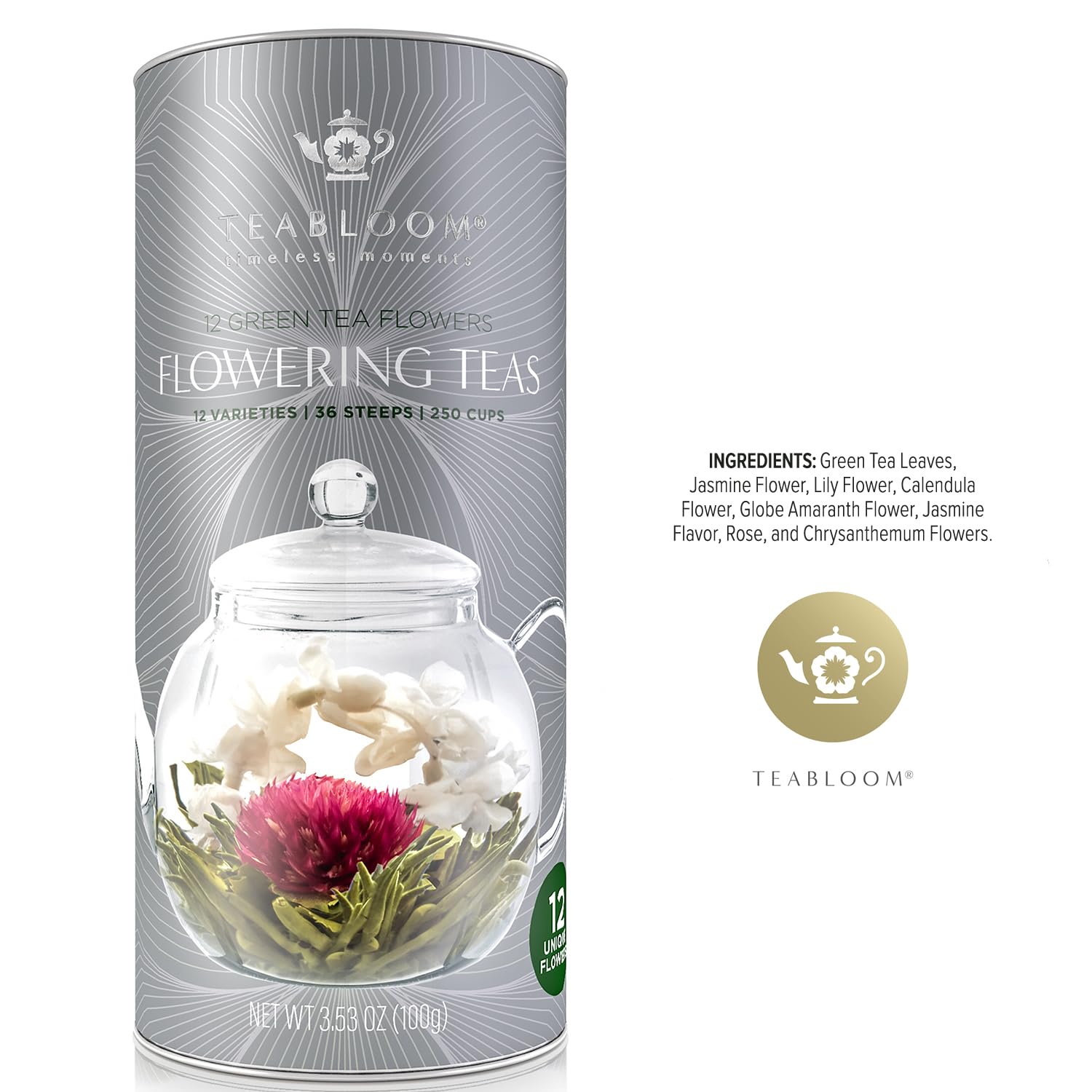 teabloom-flowering-tea-gift-set---12-varieties-of-blooming-tea-flowers-in-a-canister---hand-tied-green-tea-leaves-with-edible-flowers---12-pack-8