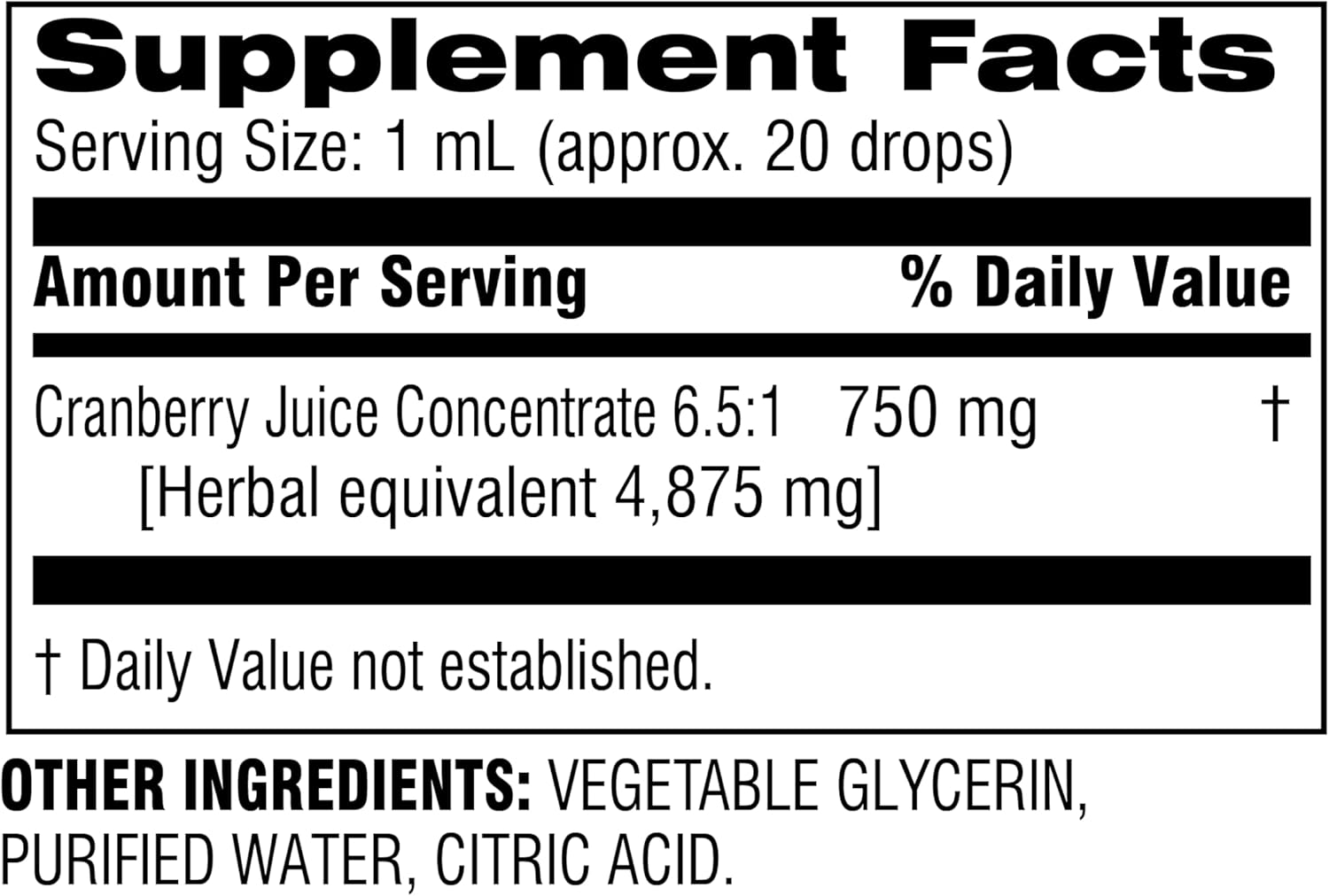 Cranberry Liquid Extract Herbal Supplement - Fast Acting & Easy to Swallow - Alcohol & Gluten Free - 1oz - Espot.com.au