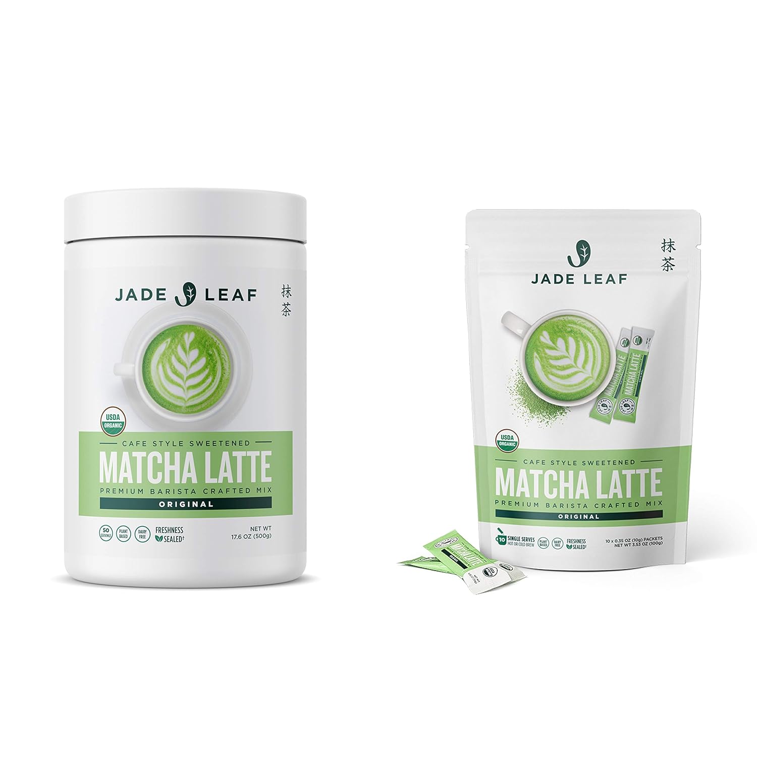 jade-leaf-matcha-latte-mix-bundle---500g-canister-10ct-stick-packs---sweetened-green-tea-powder-for-cafe-style-lattes-1