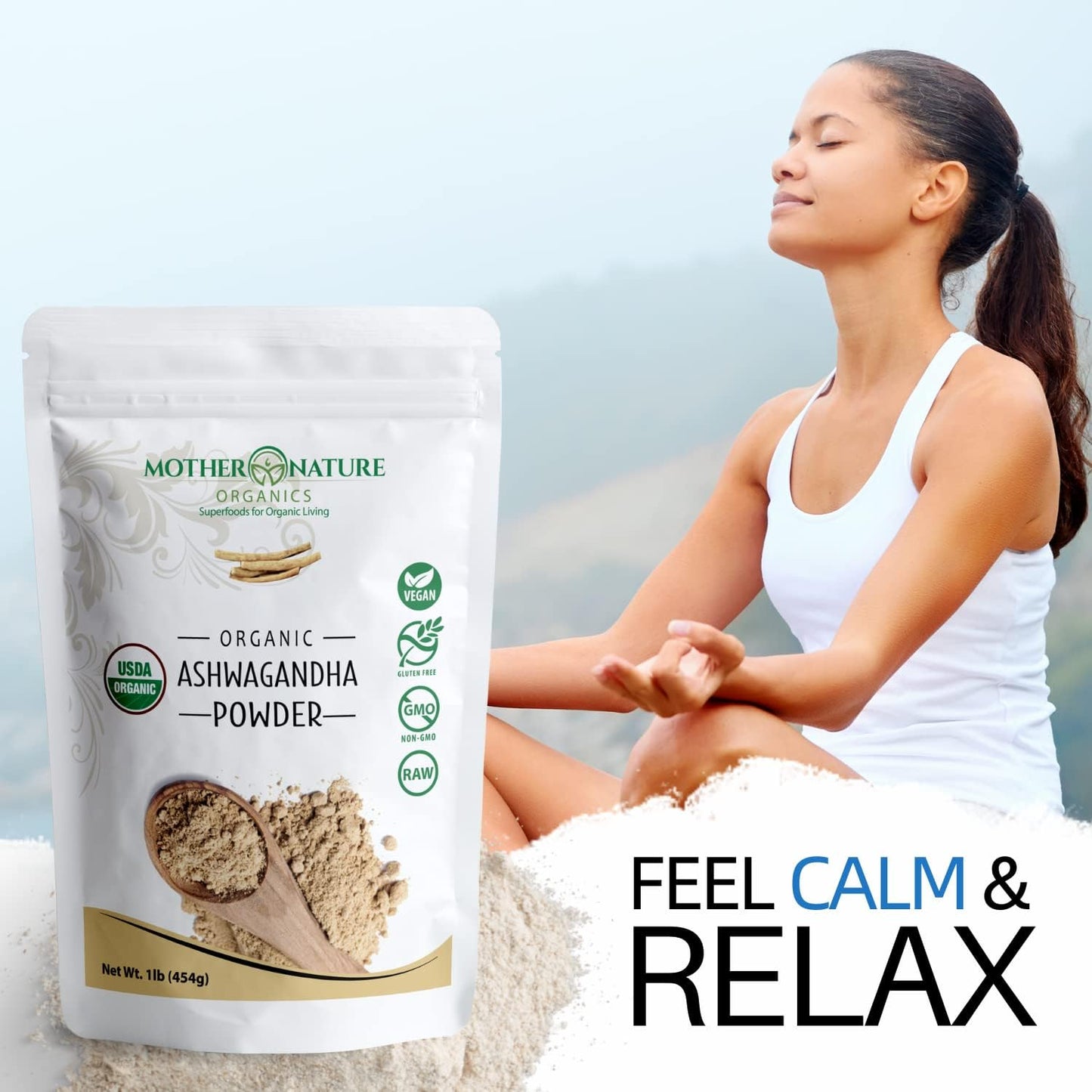 usda-organic-certified-ashwagandha-powder---100-pure-superfood-supplement-for-organic-living---raw-powerful-adaptogen-herb---non-gmo-vegan-gluten-free---1lb-bag-by-mother-nature-organics-6