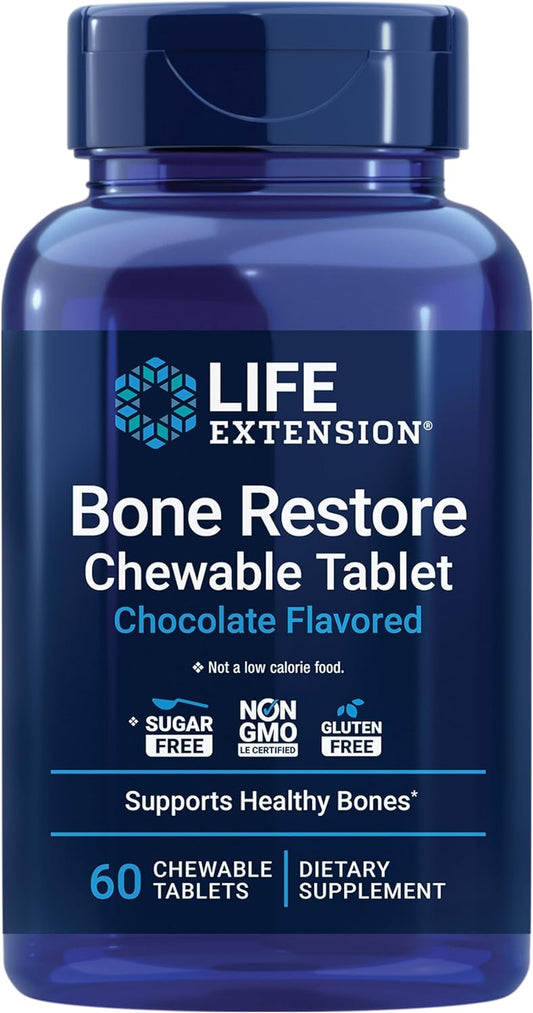 Chewable Bone Restore Calcium Supplement for Bone Health, 60 Tablets - Includes Calcium, Vitamin D, Minerals - Gluten Free & Non-GMO - Espot.com.au